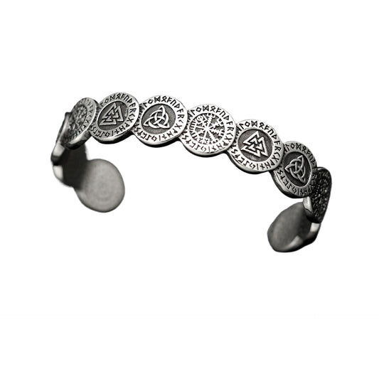 Planderful Odin Rune Viking Bracelet Unisex Titanium Steel Retro Opening Protection Symbol