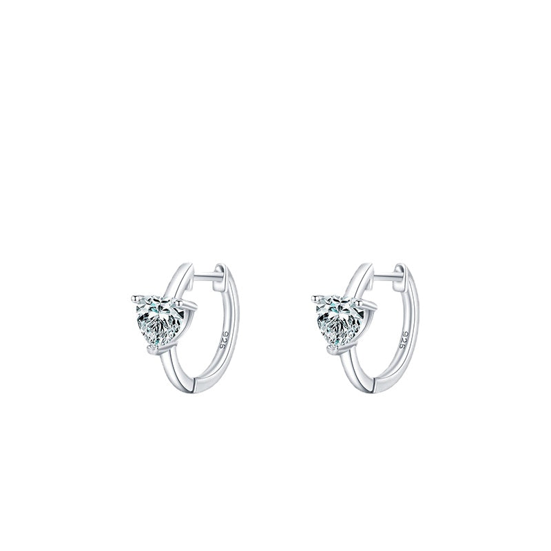 Charming Japanese and Korean Pure Silver Heart-shaped Earrings