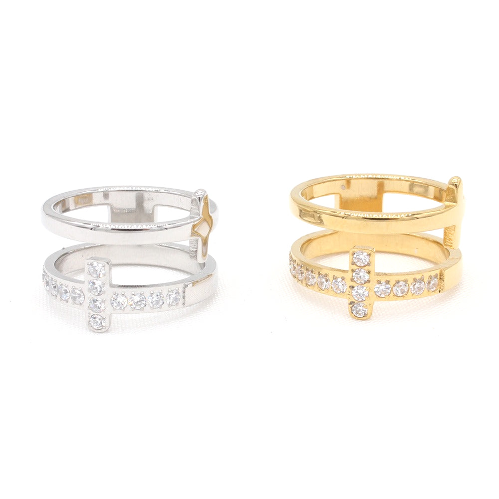 Planderful Double Layer Cross Ring Unisex Minimalist Style Everyday Genie Collection