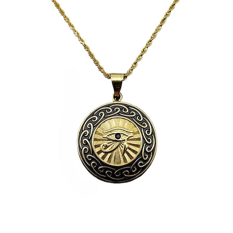 Zircon Necklace - Elegant Eye Of Horus Pendant For Everyday Wear In Gold-Plated Steel Planderful