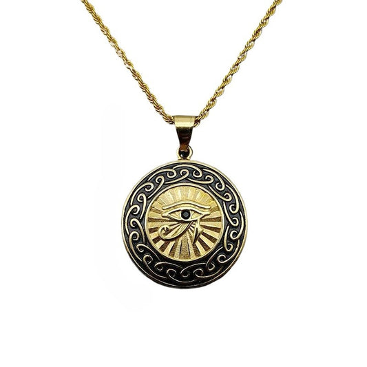 Zircon Necklace - Elegant Eye Of Horus Pendant For Everyday Wear In Gold-Plated Steel Planderful