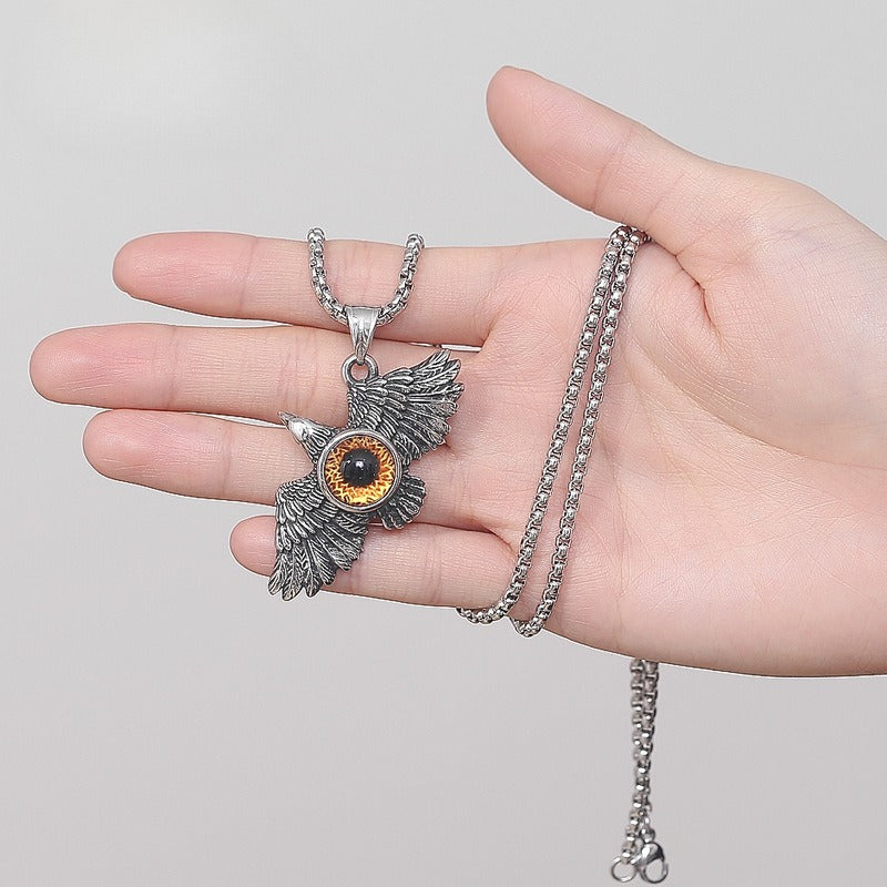 Steel Necklace - Vintage Falcon Pendant
