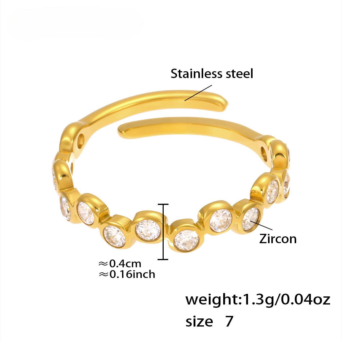 Planderful INS Style Color Zircon Ring For Women 18K Gold