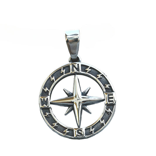 Titanium Steel Retro Compass Pendant for Men - Wholesale Personalized Jewelry