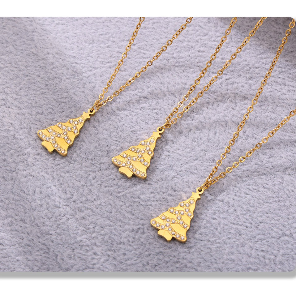 Planderful Zircon Christmas Tree Collarbone Necklace Her