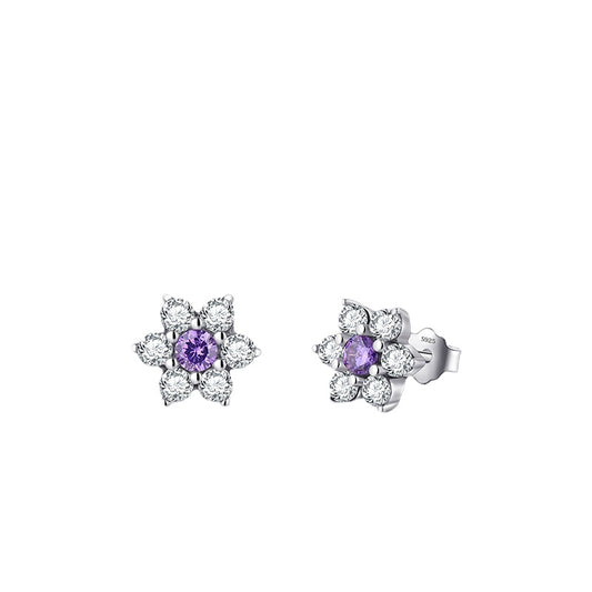 Stylish Customized Sterling Silver Flower Earrings for Women, Trending in Europe and America, Fashionable Cross-border Design with Zircon Inlay, Wholesale Anti-Allergy Earrings