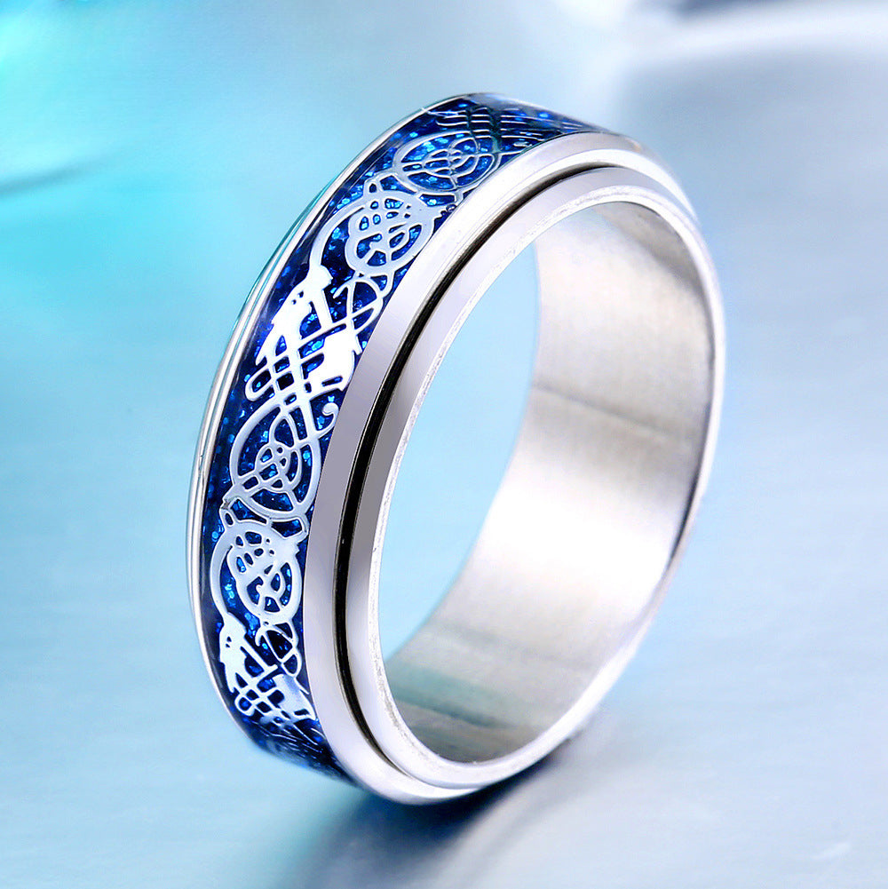 Fashionable Rotatable Titanium Steel Dragon Pattern Ring for Men and Women - Korean Jewelry Wholesale