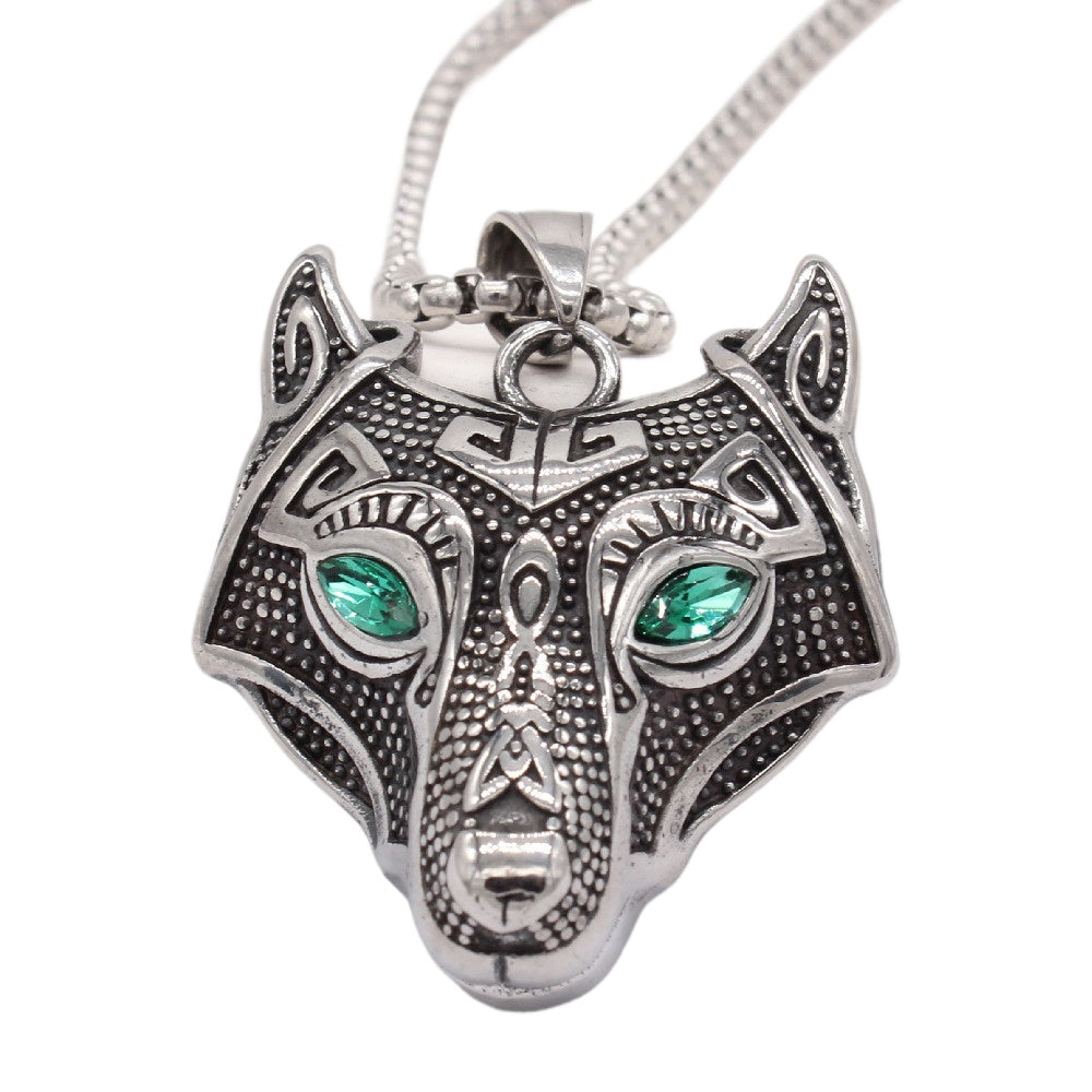 Planderful Nordic Viking Direwolf Pendant Necklace Titanium Steel Unisex Protective Statement Jewelry For Men And Women