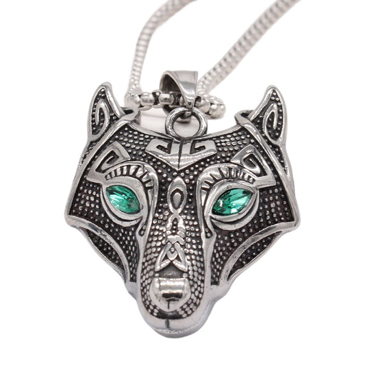 Planderful Nordic Viking Direwolf Pendant Necklace Titanium Steel Unisex Protective Statement Jewelry For Men And Women