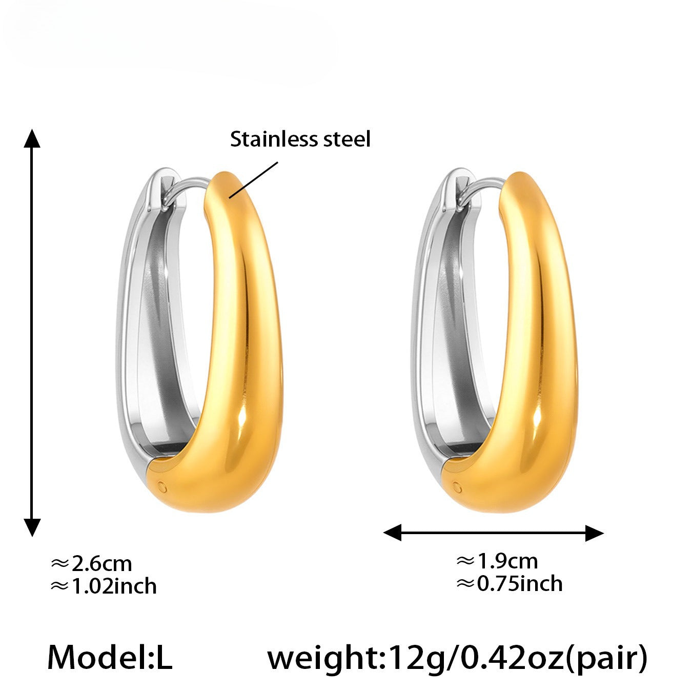 Planderful 18K Gold Plated U Shaped Earrings Minimalist Women