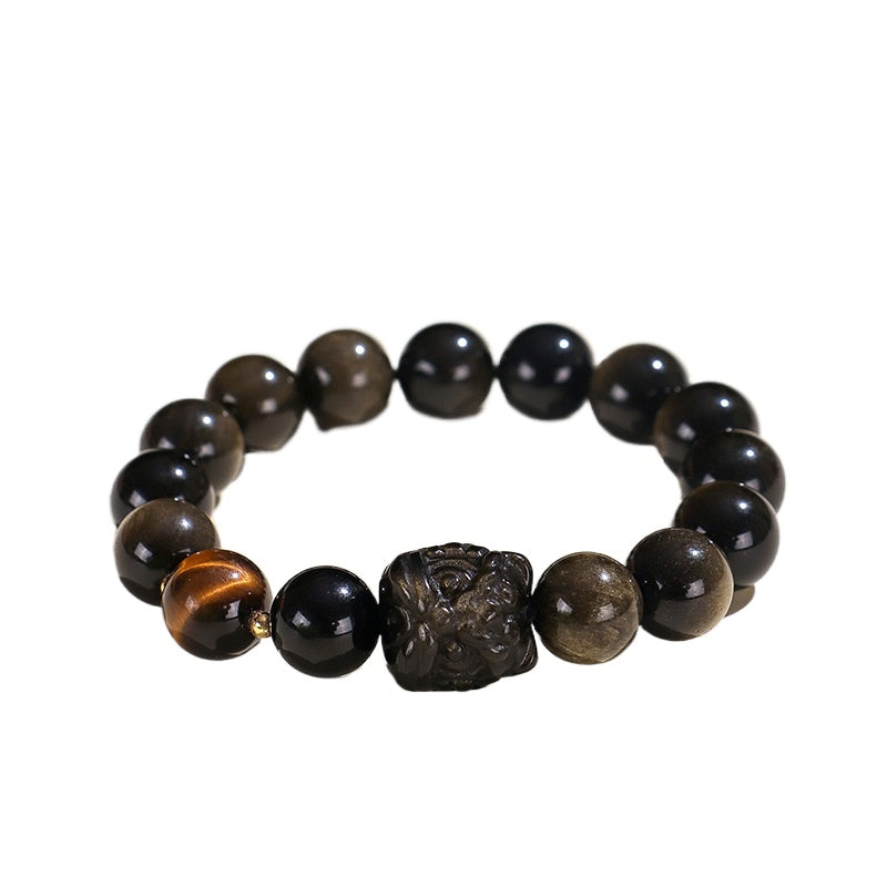Planderful Fortune's Favor Bracelet – Unique Obsidian and Tiger Eye Design