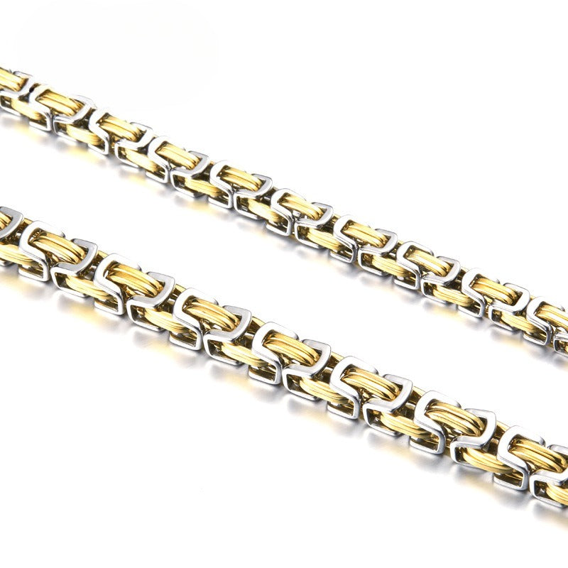 Gold-Plated – Men's Stainless Steel Electric Gold Bracelet Necklace