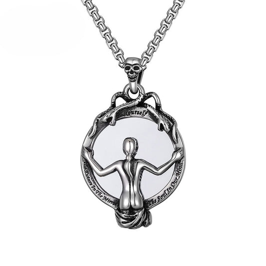 Steel Necklace – Vintage Skull Mirror Pendant