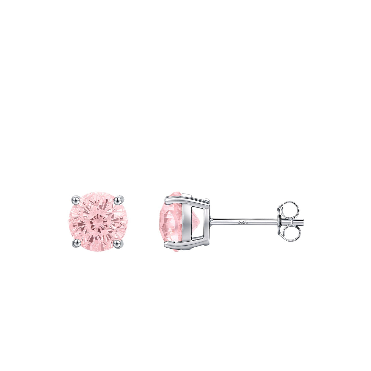 925 Sterling Silver Blush Pink Fireworks-Cut Stud Earrings