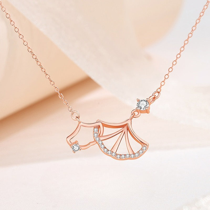 Planderful S925 Sterling Silver Ginkgo Necklace For Women, Light Luxury Gift, High End Versatile Jewelry