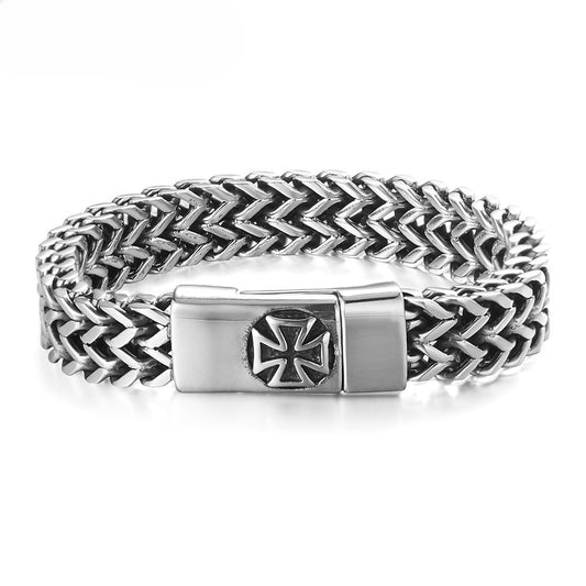 Accessories, stylish and simple European and American crosses, men's titanium steel bracelets, unisex protection statement
