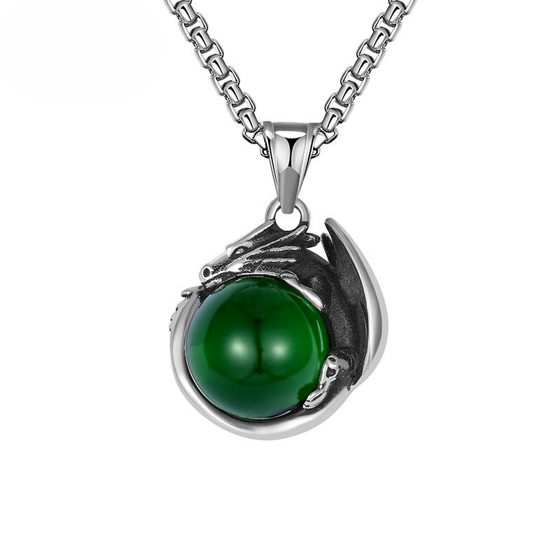 Steel Necklace – Luxury Dragon Pendant For Men