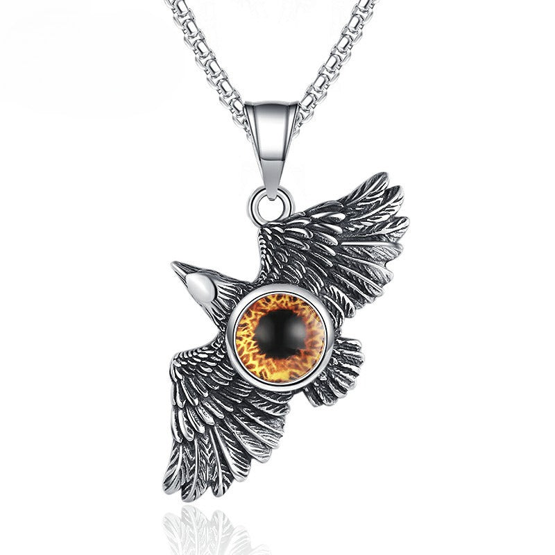 Steel Necklace - Vintage Falcon Pendant