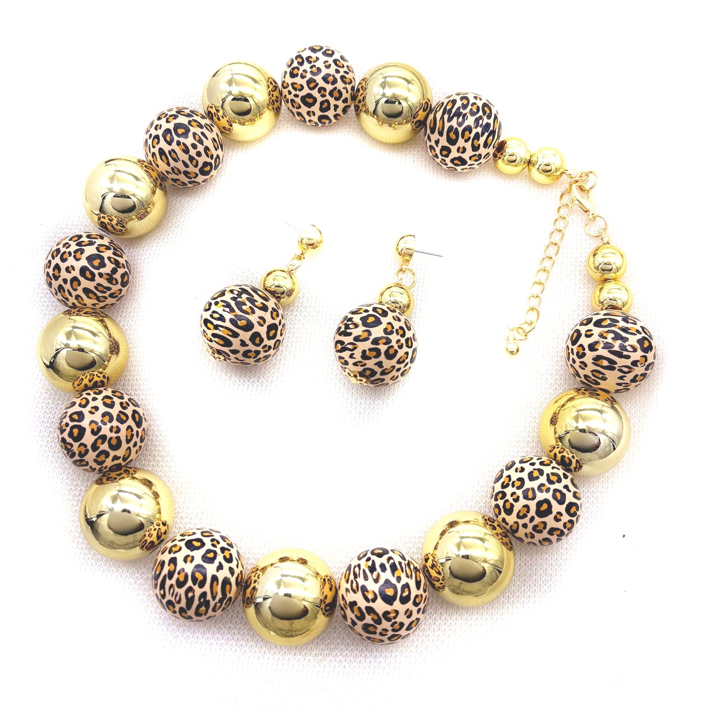 Planderful Savanna Rhythms Necklace and Earrings Set – Trendy Leopard Print Design
