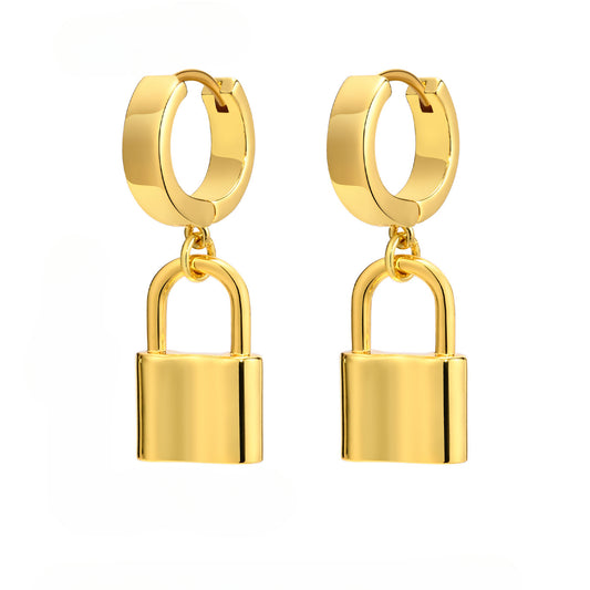 European And American Jewelry Copper Gold Lock Necklace Set