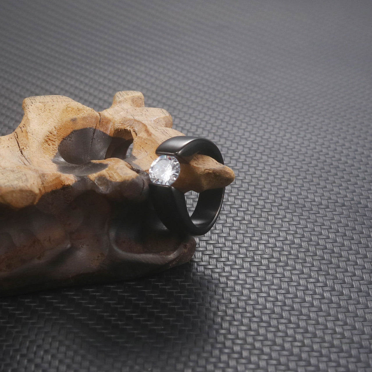 Stylish Men's Zircon-Studded Titanium Steel Ring - Minimalist Design in Stainless Steel