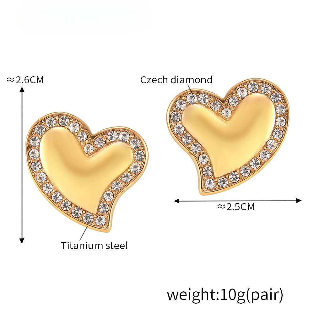 Planderful Heart Zircon Earrings For Women Luxury 18K Gold