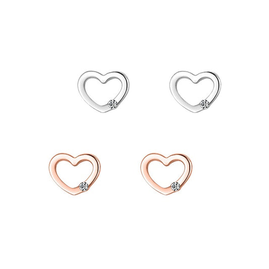 Stylish Sterling Silver Zircon Heart-shaped Earrings for Women
