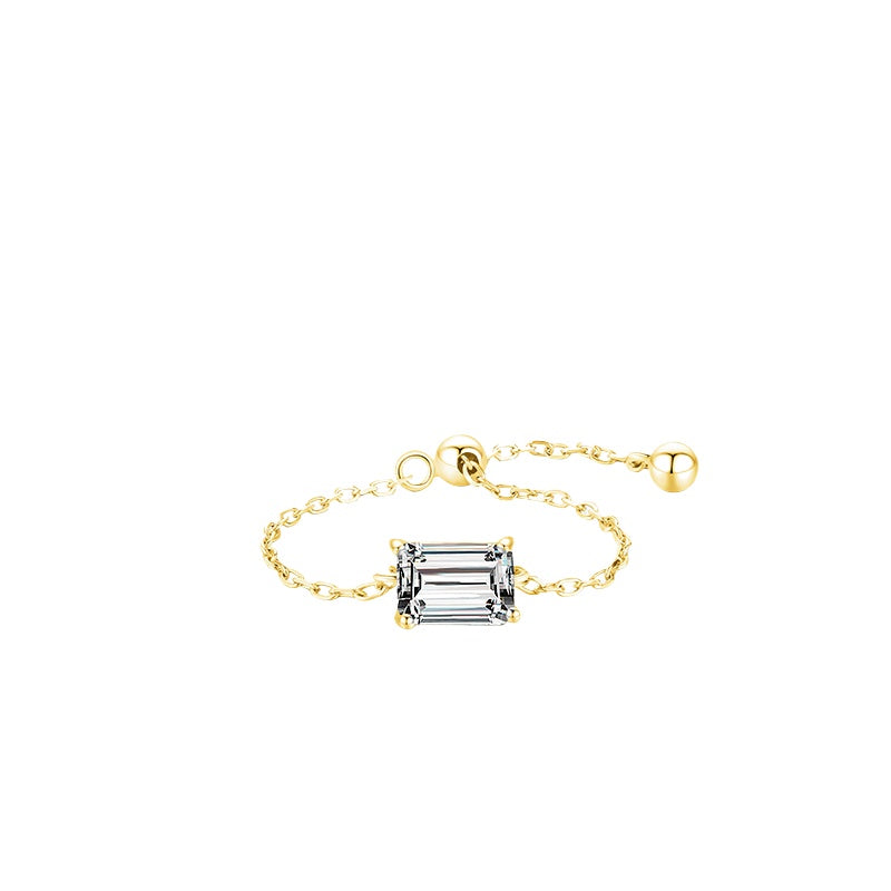 925 Sterling Silver Chain Zircon Ring