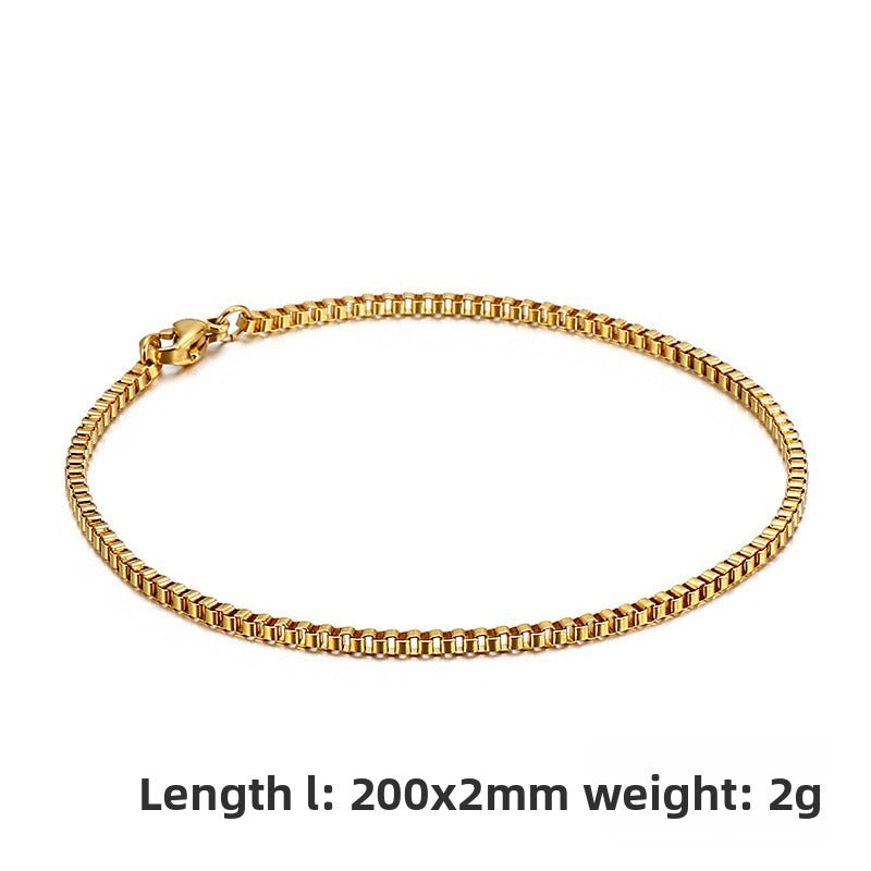 Titanium Steel Bracelet – Stainless Steel Box Chain Unisex