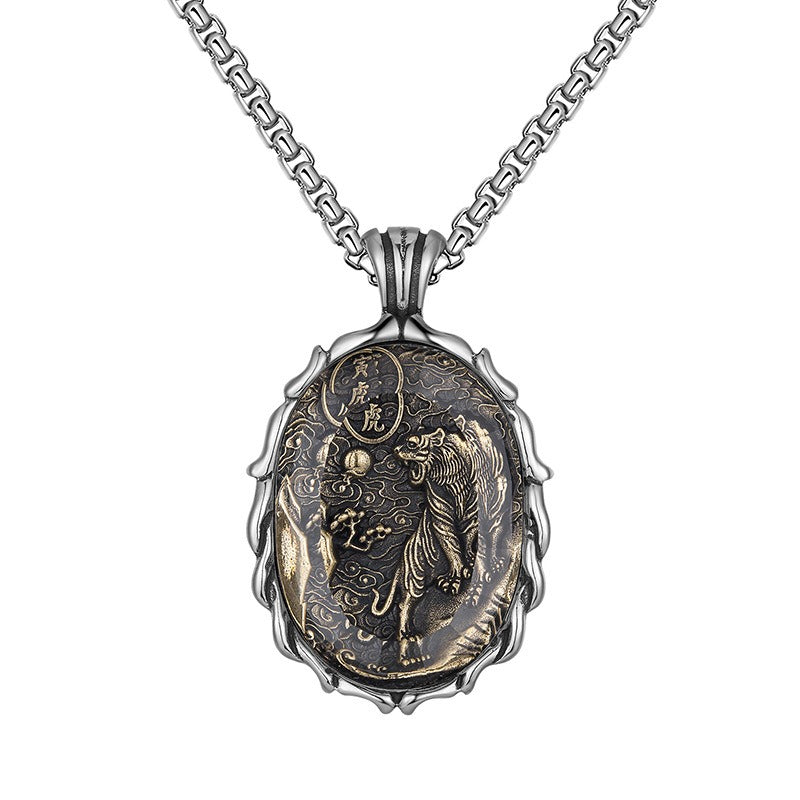 Steel Necklace – Vintage Zodiac Buddha Constellation Pendant With Transfer Design