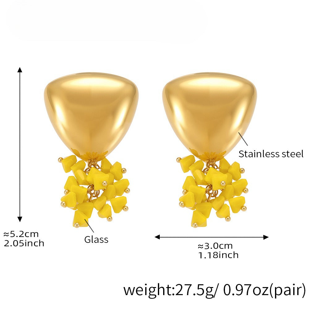 Planderful Geometric Tassel Stained Glass Earrings Women