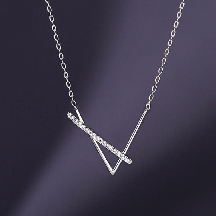 New Sterling Silver Geometric Necklace for Women's Light Luxury Gift