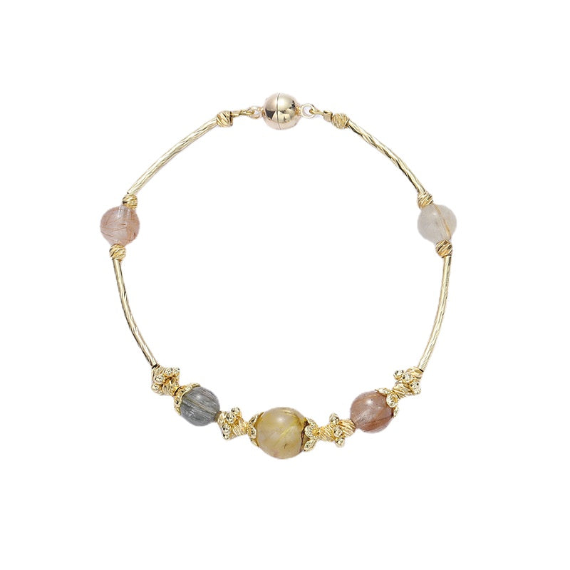 Exquisite Retro Forest Hair Crystal Bracelet for Women, Light Luxury Gift