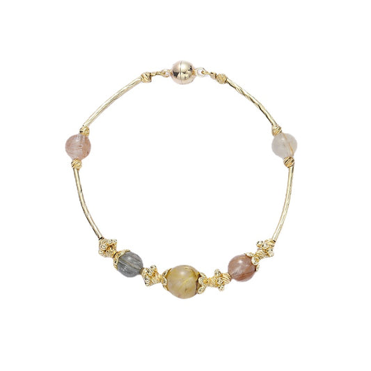 Exquisite Retro Forest Hair Crystal Bracelet for Women, Light Luxury Gift