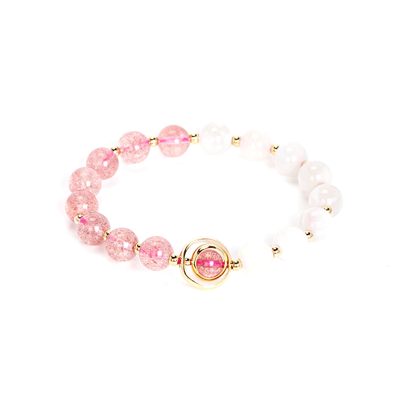 Couple's Crystal and Moonstone Sterling Silver Bracelet