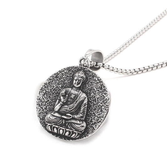 Buddha Pendant For Unisex Wear By Planderful Everyday Genie Titanium Steel Round Sacred Protection