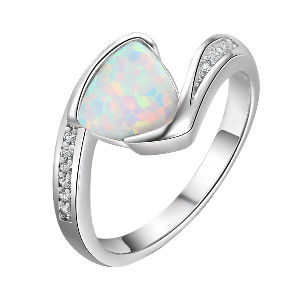 Planderful Jewelry Opal Ring In Sterling Silver, Elegant Everyday Genie Collection, Size 6 7 8