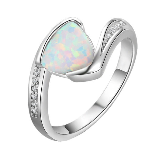 Planderful Jewelry Opal Ring In Sterling Silver, Elegant Everyday Genie Collection, Size 6 7 8