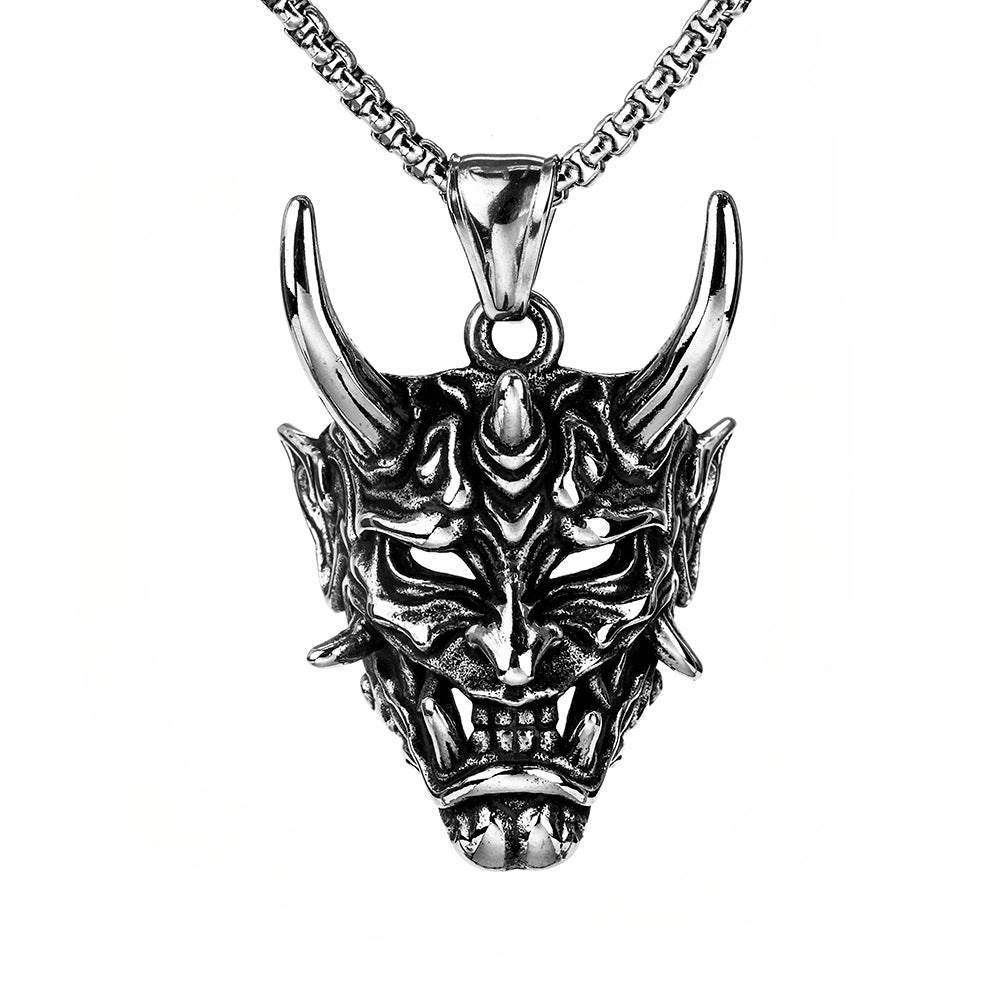 Golden Horn Silver Horn Prajna Necklace Male Ghost Mask