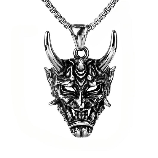 Golden Horn Silver Horn Prajna Necklace Male Ghost Mask