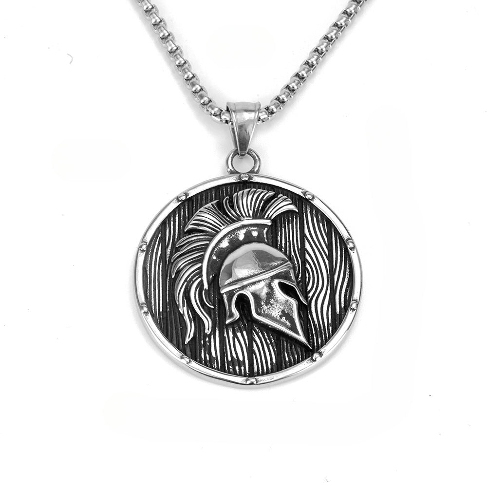 Pendant Personality Spartan Mask Shield Fashion Men's Pendant Stainless Steel Jewelry