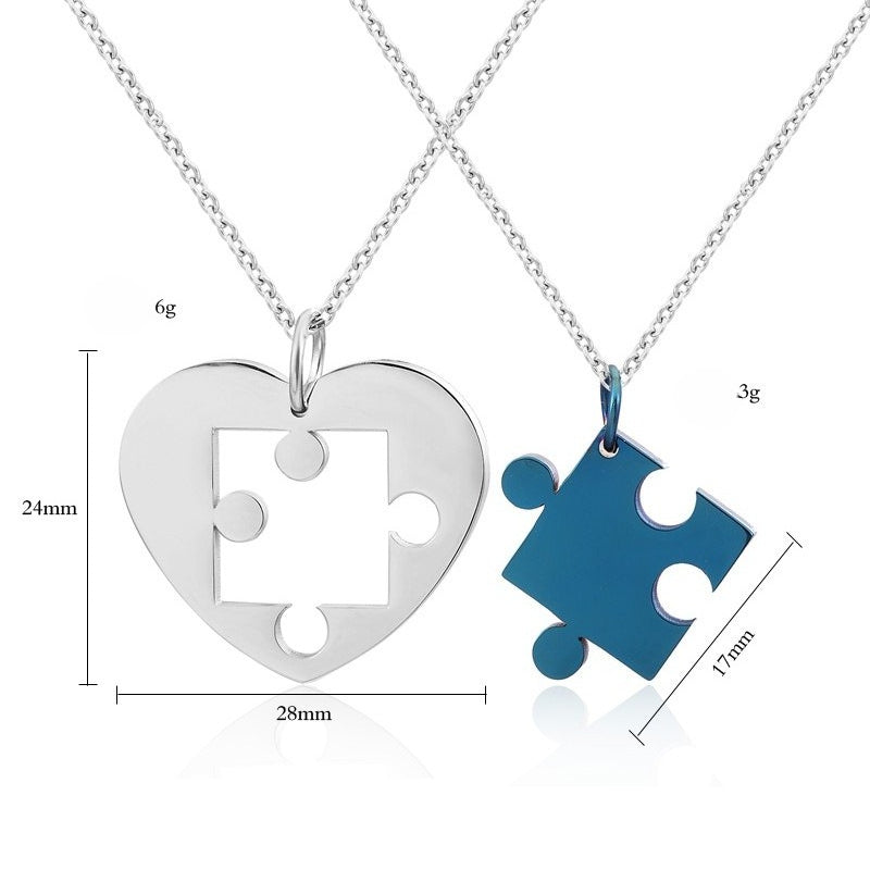 Planderful Titanium Steel Couple Necklace Unisex Pendant For Students Korean Style Protection Statement Everyday Genie