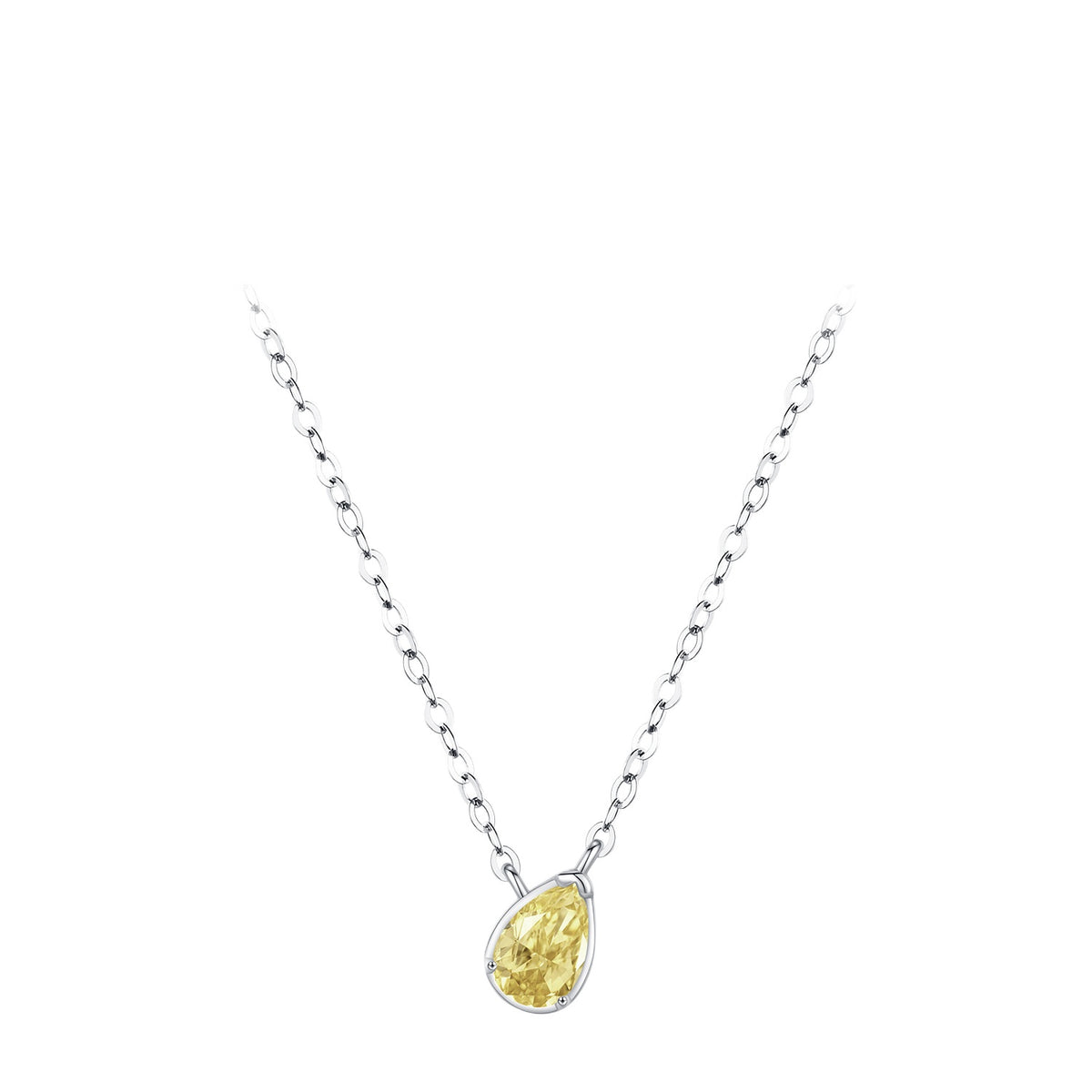 925 Sterling Silver Geometric Square Zircon Necklace