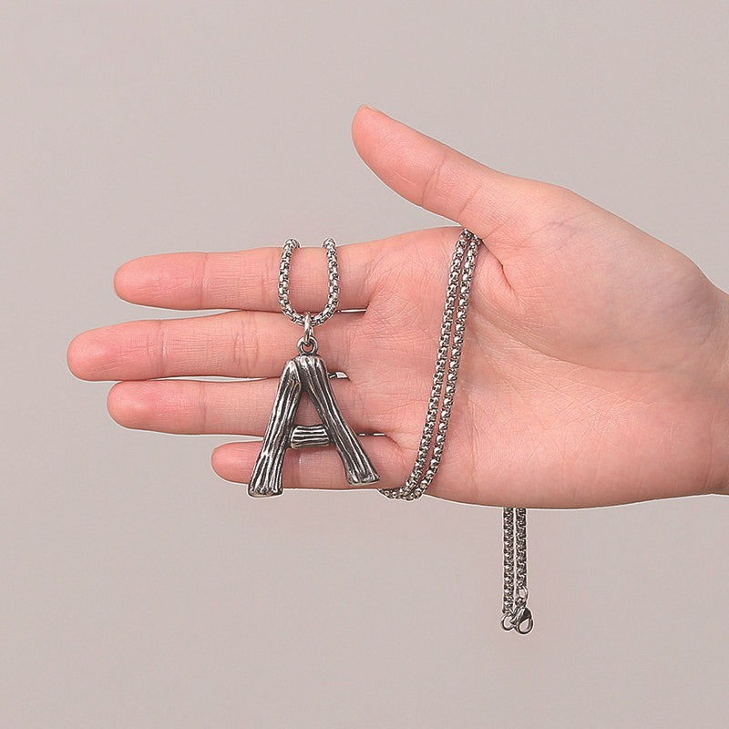 Stainless Steel Necklace – Minimalist 26 Letter Pendant