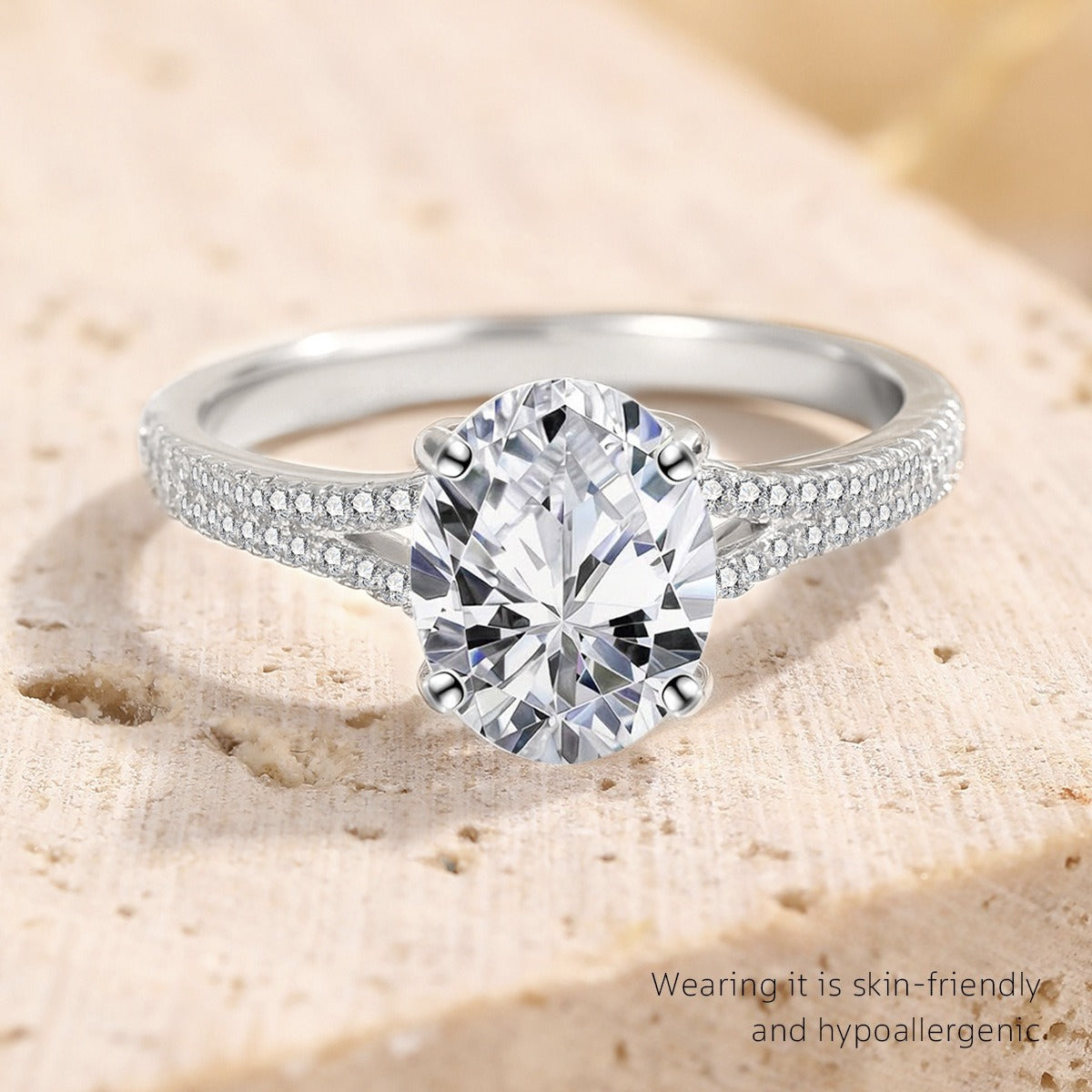 Oval Egg-Shaped S925 Sterling Silver Ring