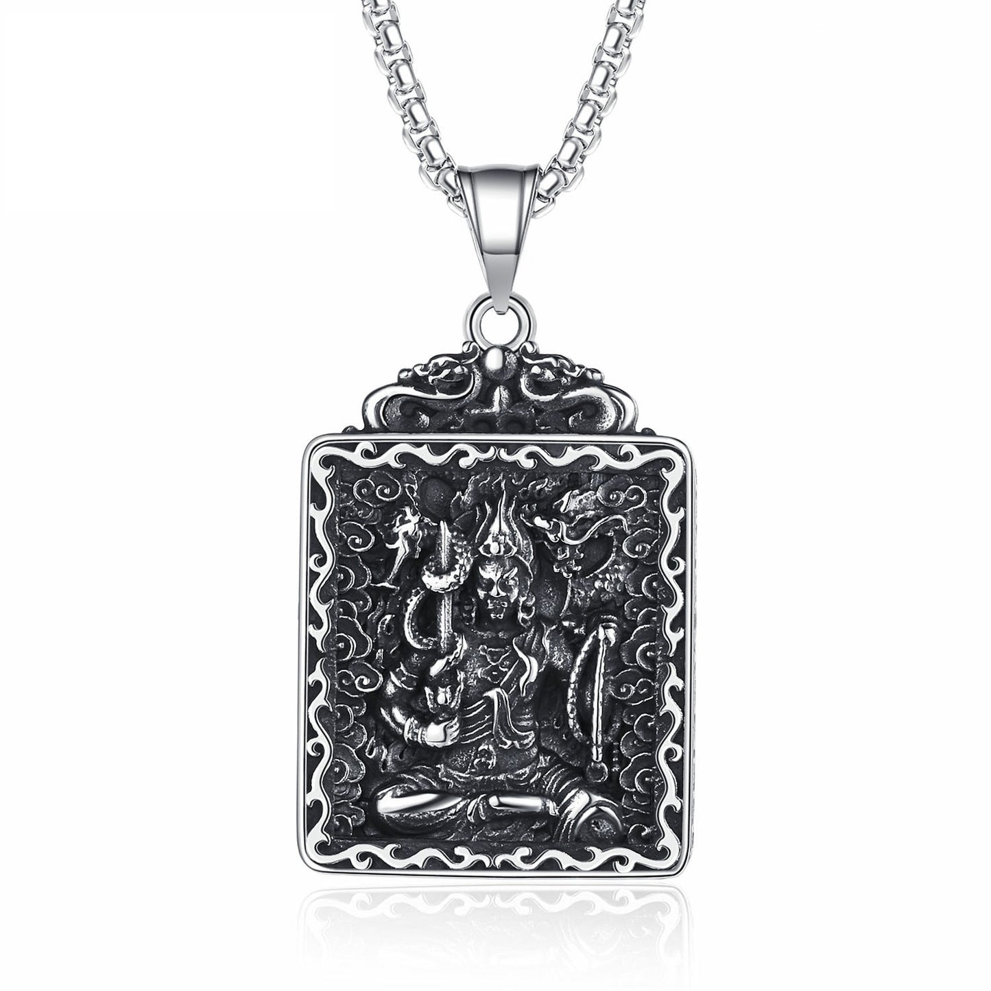 Steel Necklace - Vintage Buddha Zodiac Pendant