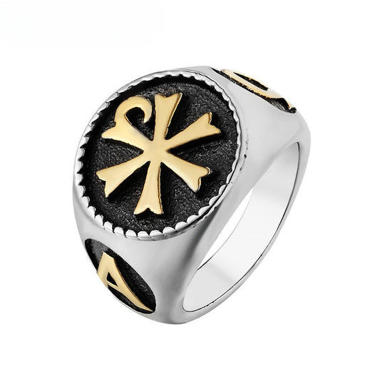 Planderful Titanium Steel Ring Retro Orthodox Design Unisex Punk Jewelry For Men And Women Bold Protection Statement