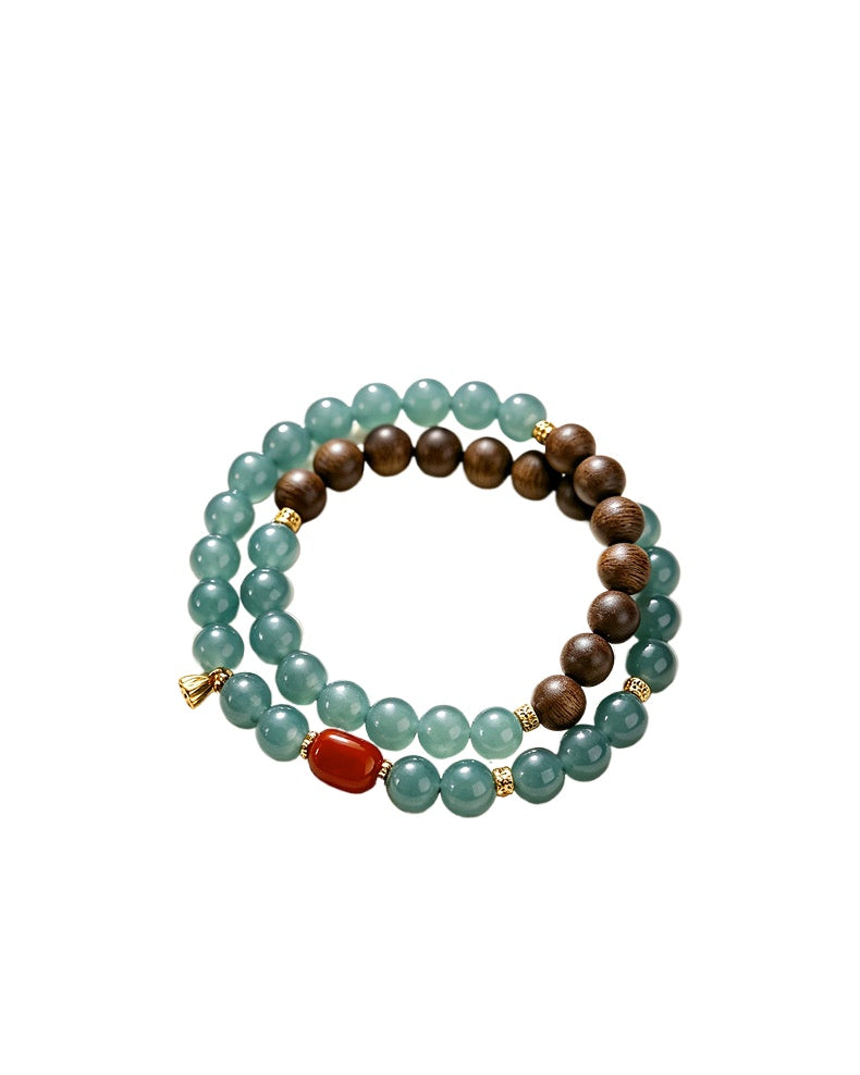 Chalcedony Agarwood Double-Wrap Bracelet