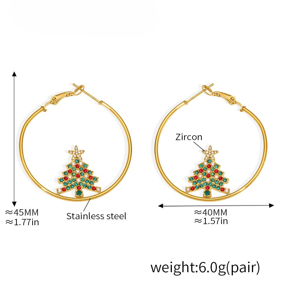 Planderful Christmas Tree Zircon Earrings For Women