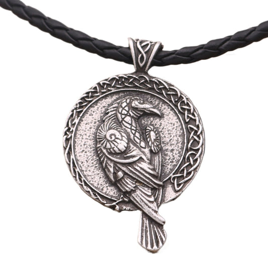 Wholesale Men's Nordic Crow Pendant Necklace with Celtic Inspired Amulet